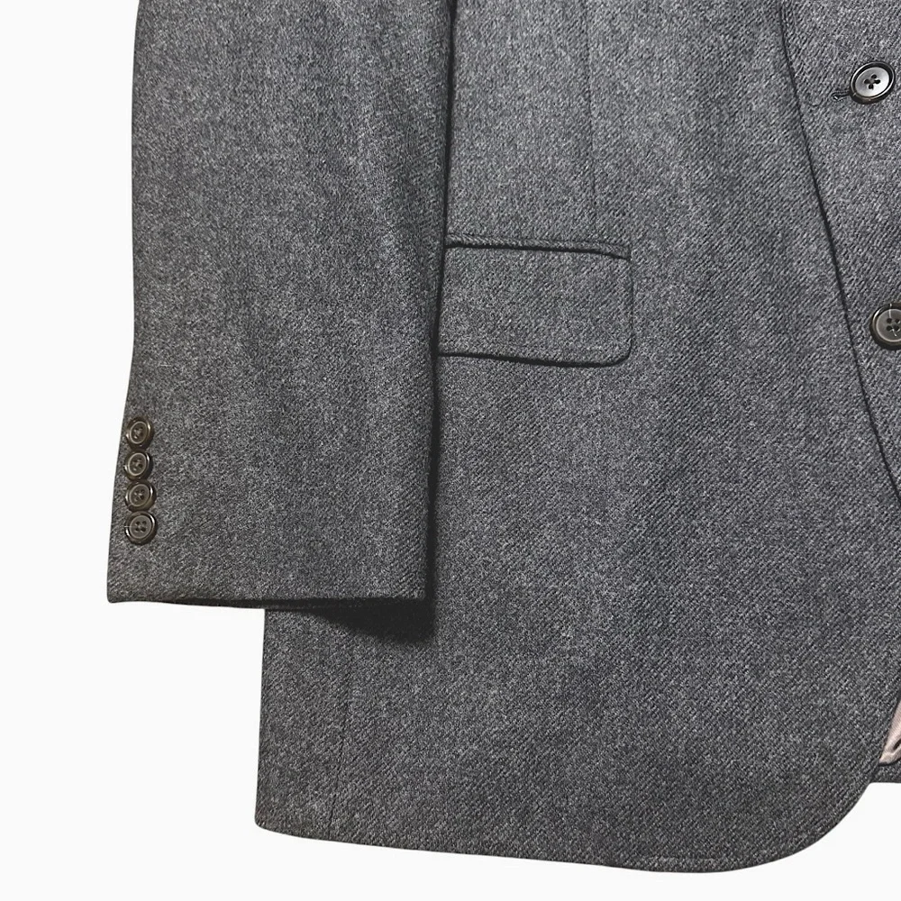 Brooks Brothers 1818 Madison Yorkshire Tweed Grey Cashmere Wool Sports Coat 43L